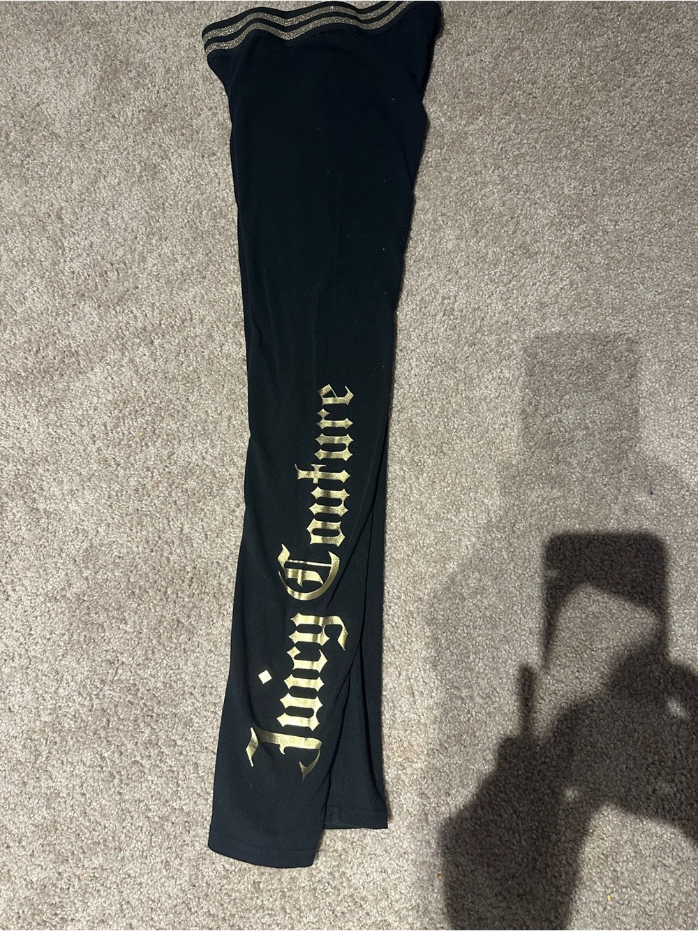 Juicy Couture Black Leggings with Gold Script Logo